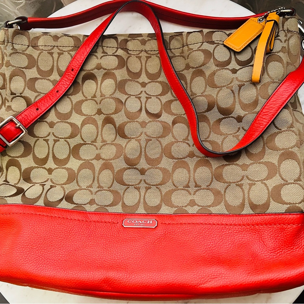 Coach Red and Tan Shoulder Bag